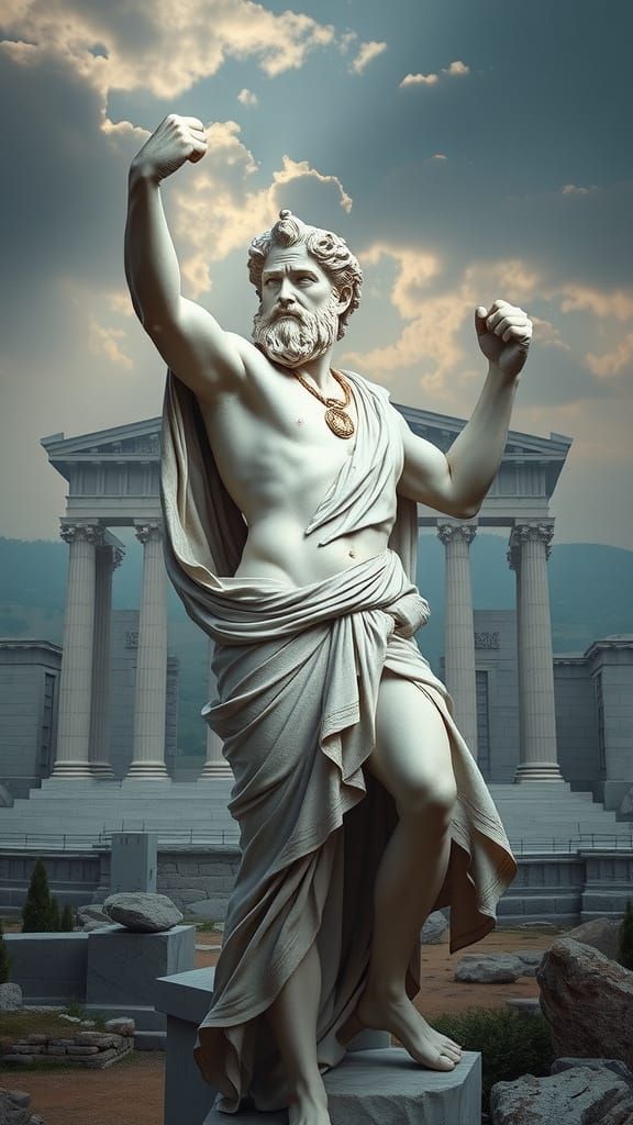 Epic Roman Statue in Classical Temple Setting