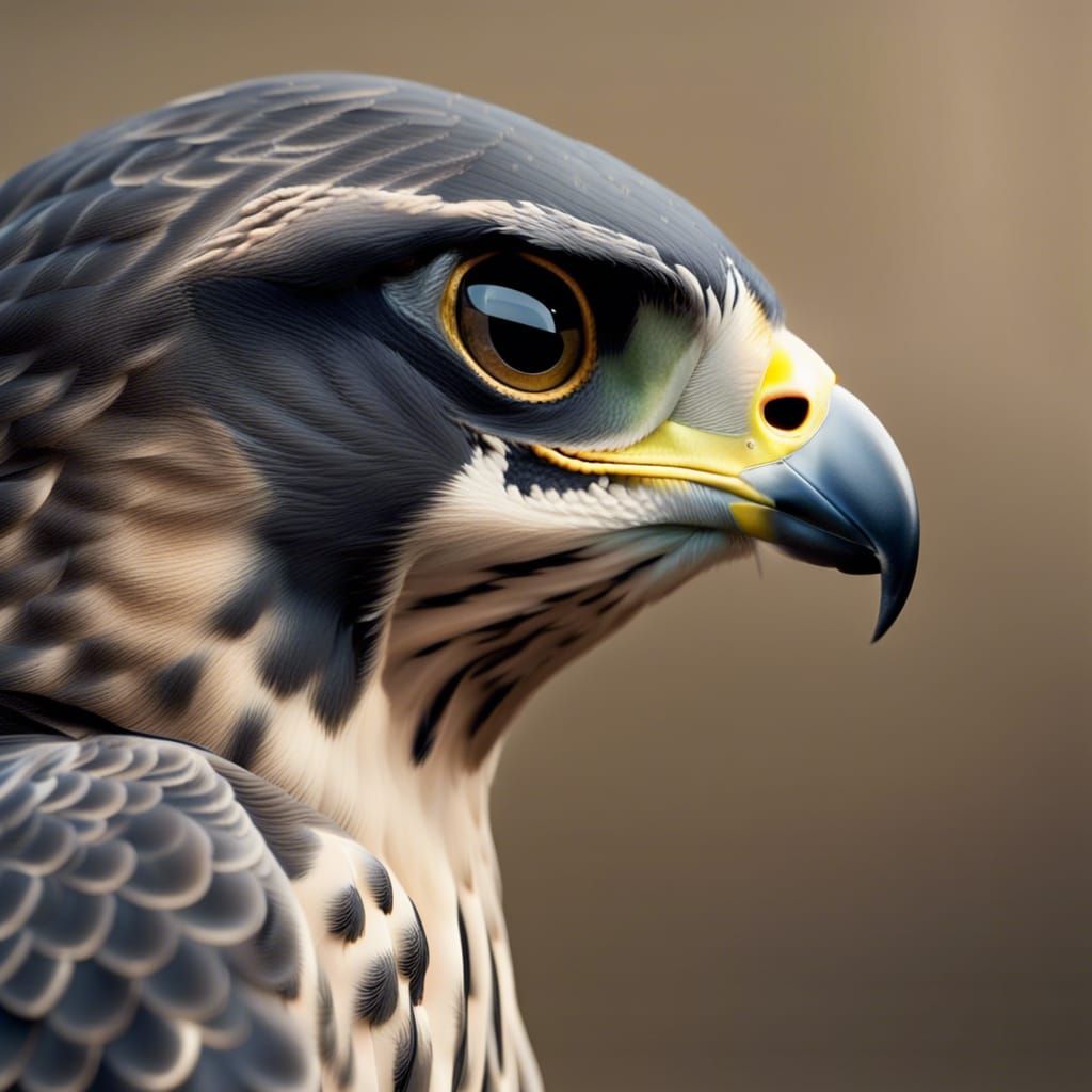 Peregrine Falcon Portrait in Detailed Digital Painting