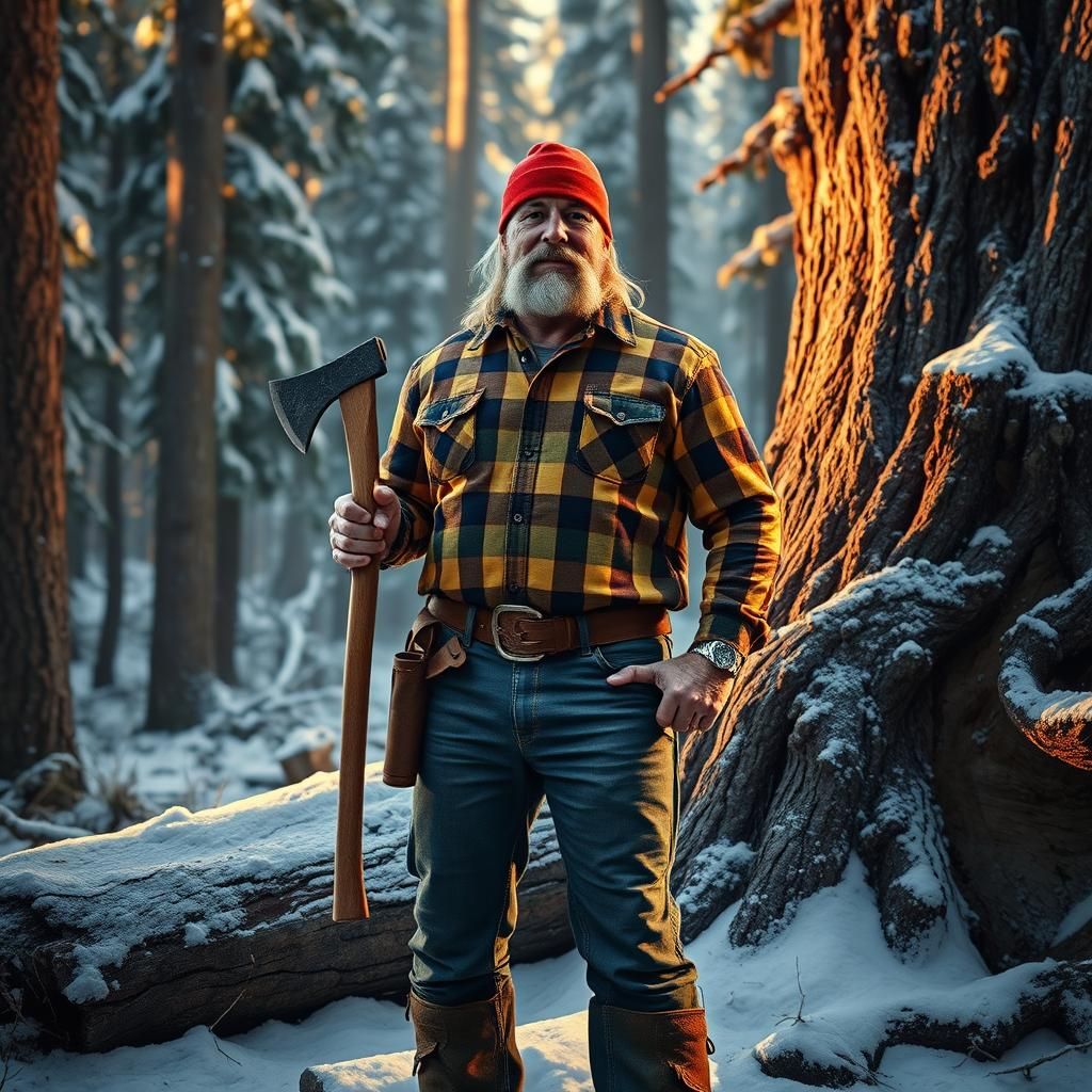Hulk Hogan as Lumberjack in Rugged Forest