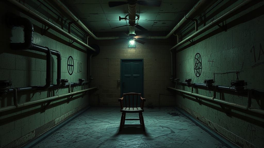 Abandoned Gas Chamber with Eerie Green Light