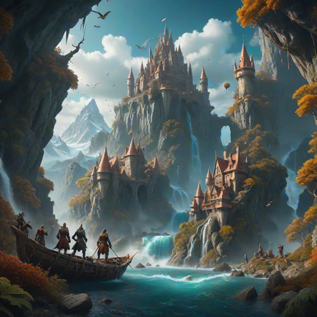 Epic Hydra Battle in Heroic Fantasy Style