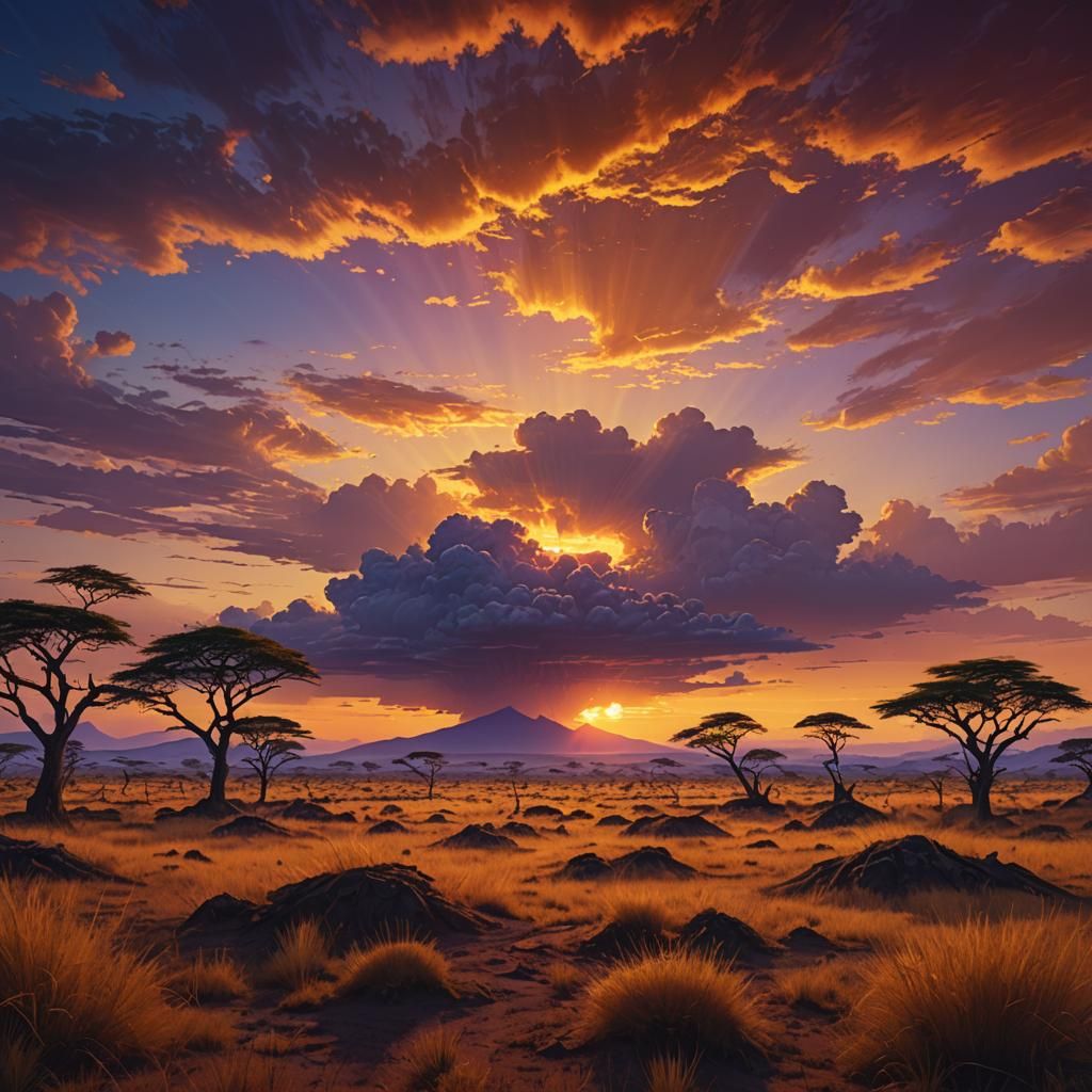 Kenyan Sunset: Fantasy Art Inspired by Beksiński