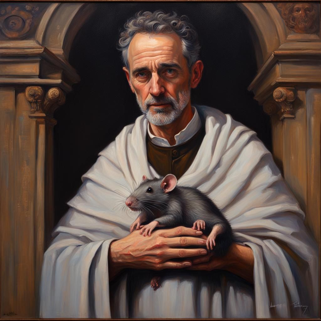 Jordan Peterson as Madonna with Rat, Gurney Style
