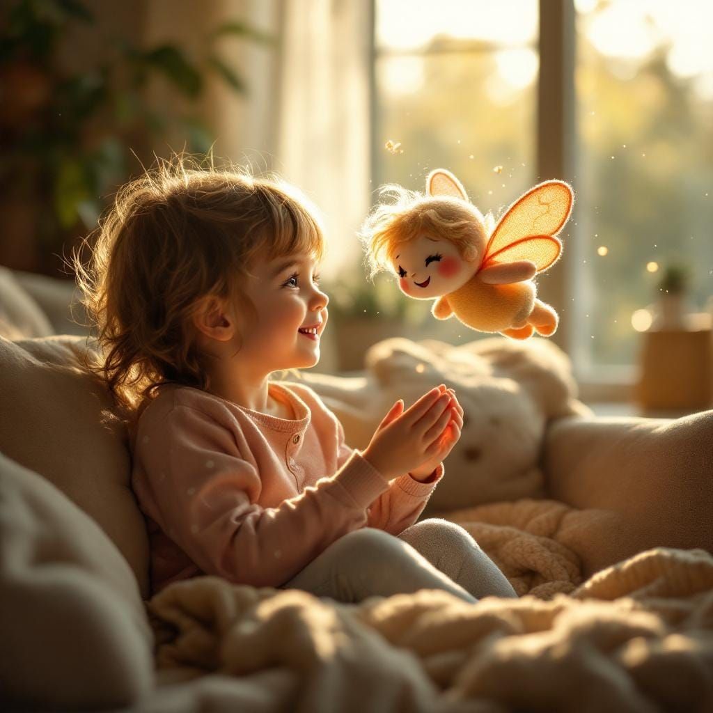 Child and Fairy Plush Toy in Hyperrealism
