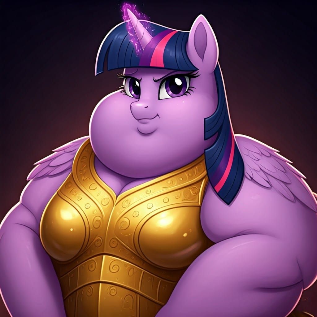Indulged Twilight Sparkle as a Vibrant, Gold-Horned Brat in...