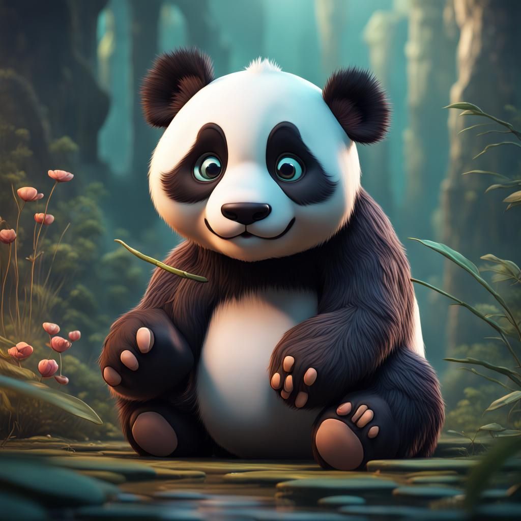 Cute Panda Matte Painting in 8K