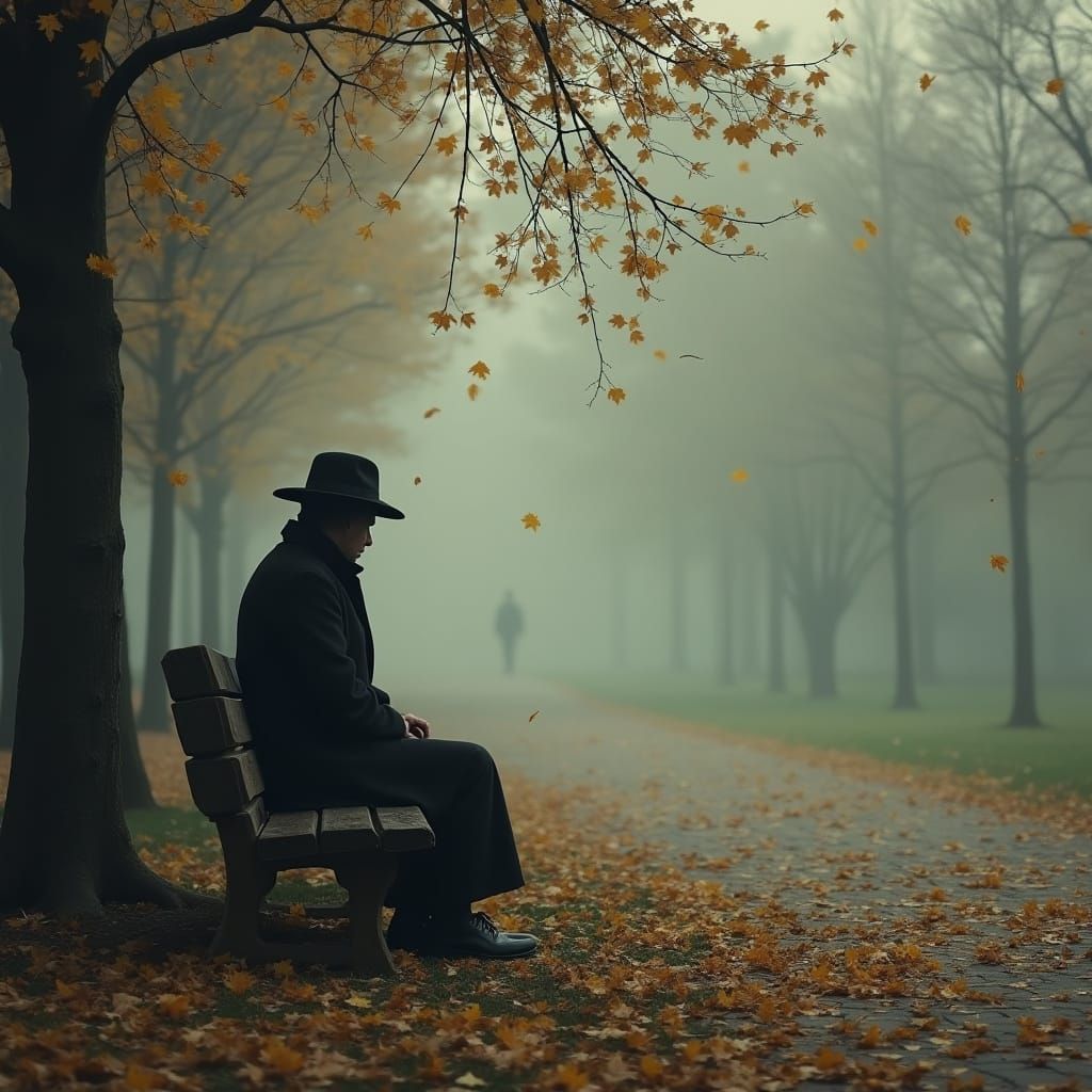 Misty Autumn Solitude in a Somber Palette