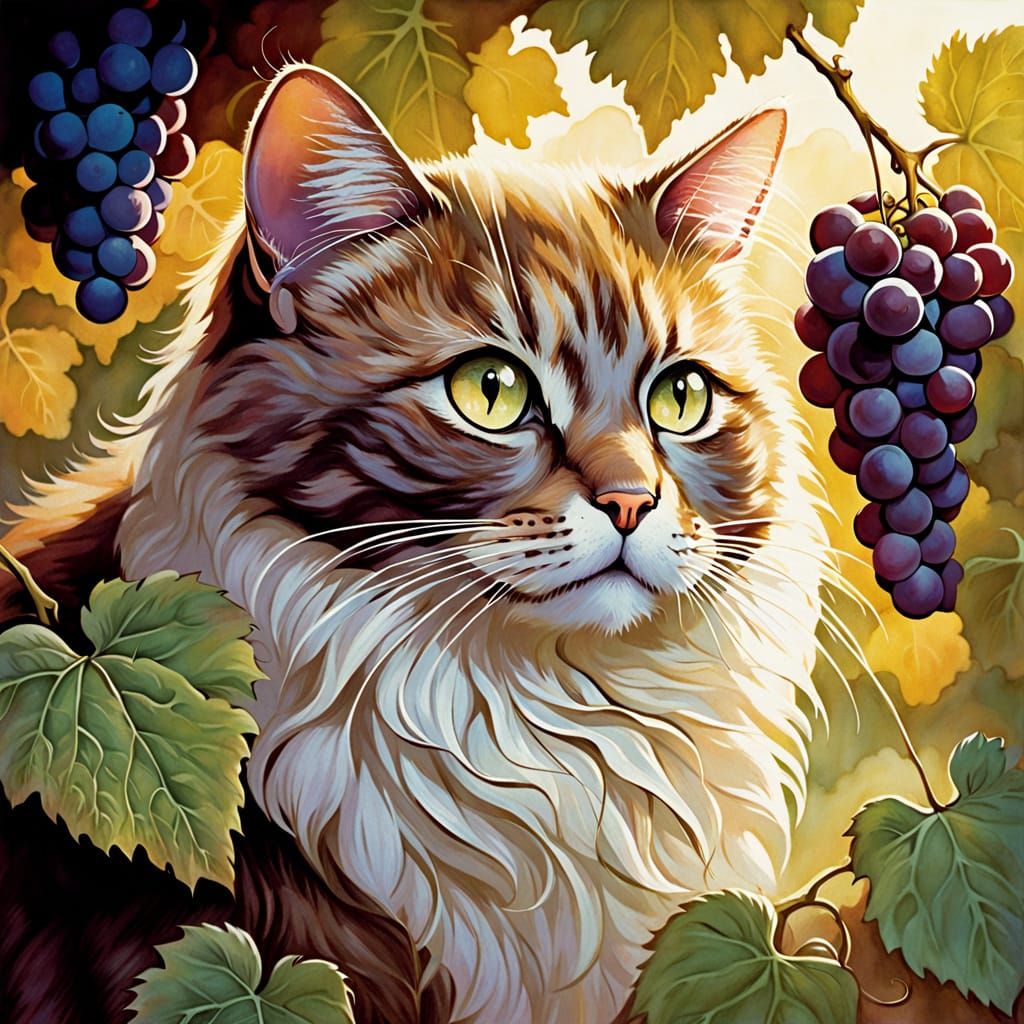 Feline Vineyard Hybrids in Whimsical Style