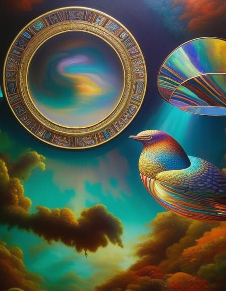 Galactic Explosion: Iridescent Art Nouveau Digital Art