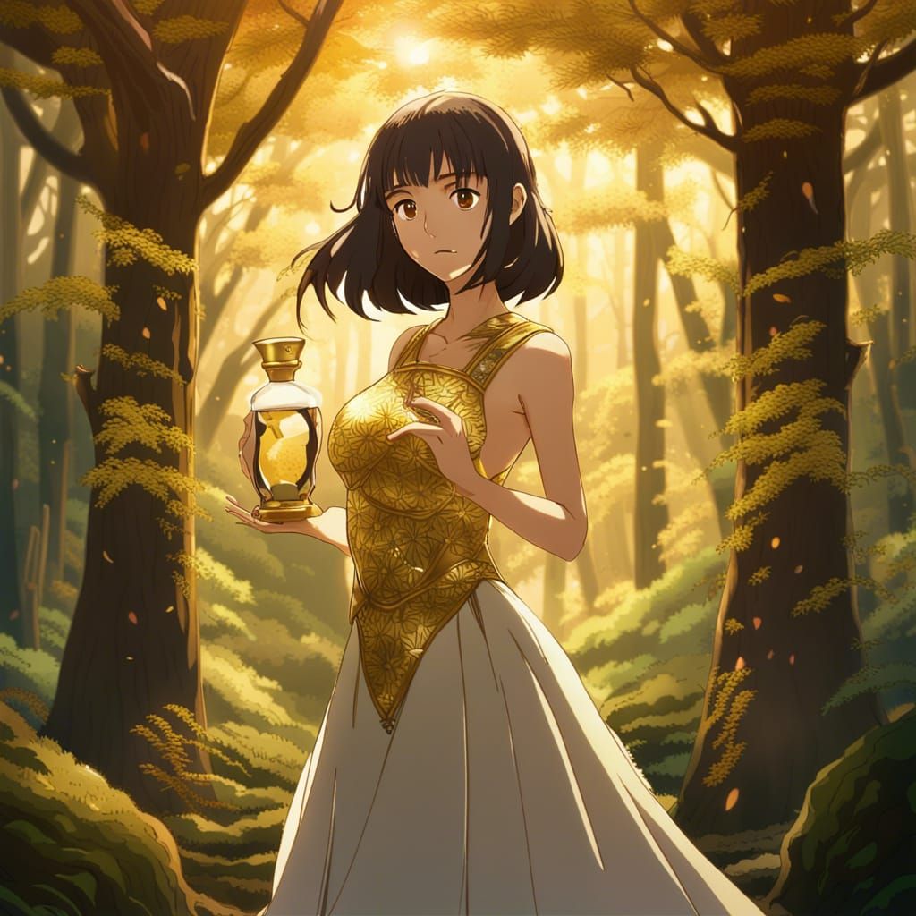 Japanese Model in Golden Forest, Anime Key Visual