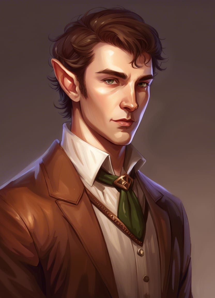 Elegant Elf Wizard Portrait in D&D Style