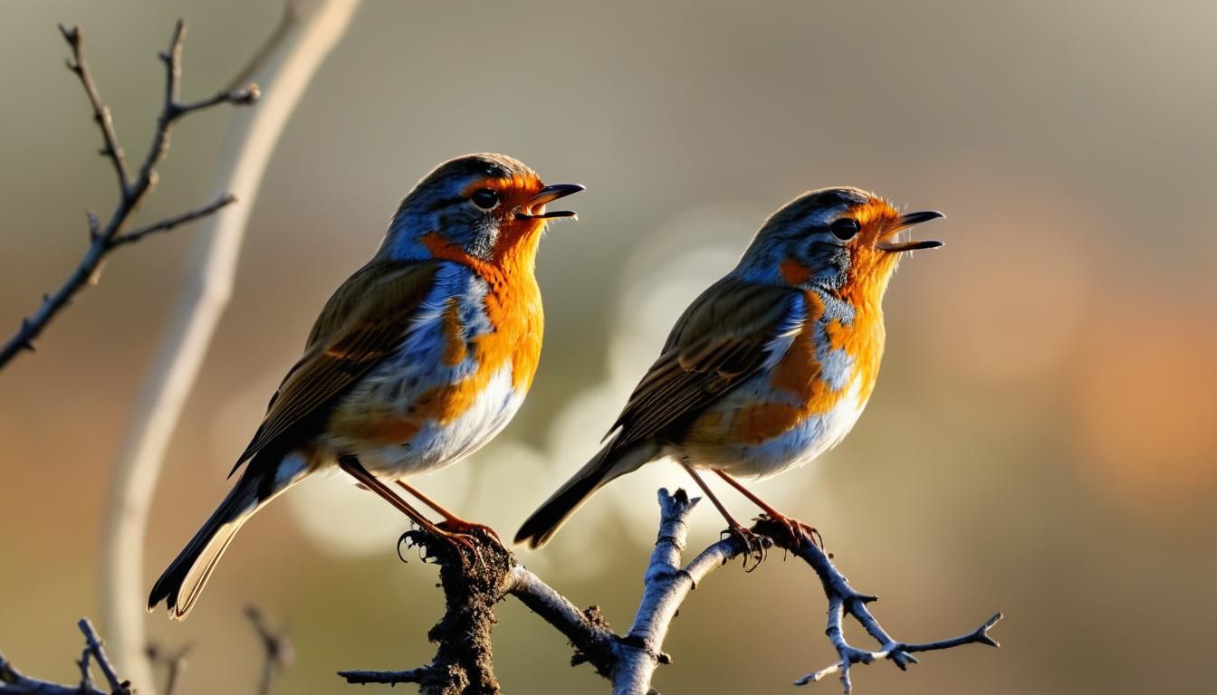 Robin Singing at Sunset Portrait