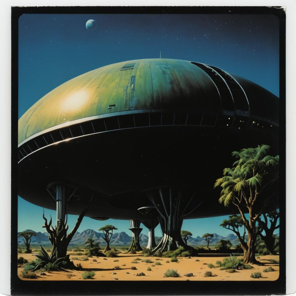 Vintage Sci-Fi Landscape in Retro Style
