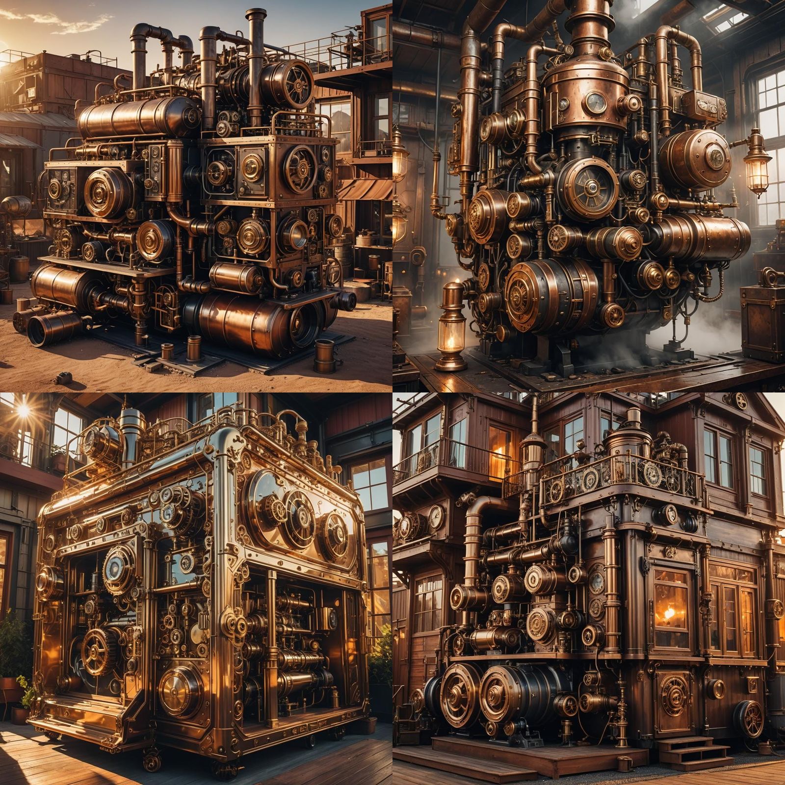 picture showing a luxury container house steampunk engine
