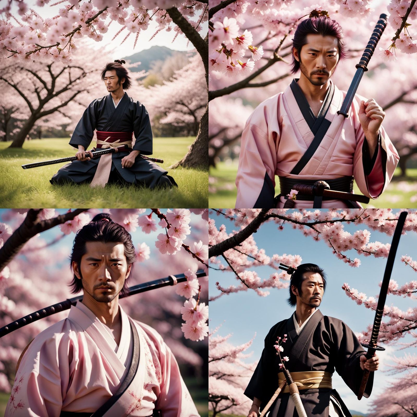 Samurai Under Cherry Blossoms: Cinematic Film Still