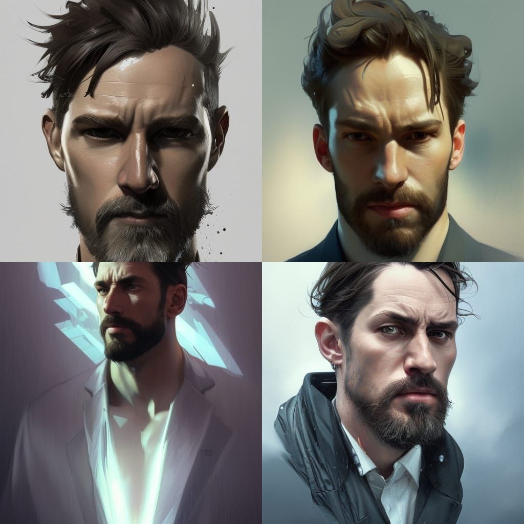 Hyperdetailed Portrait of Man in Volumetric Lighting