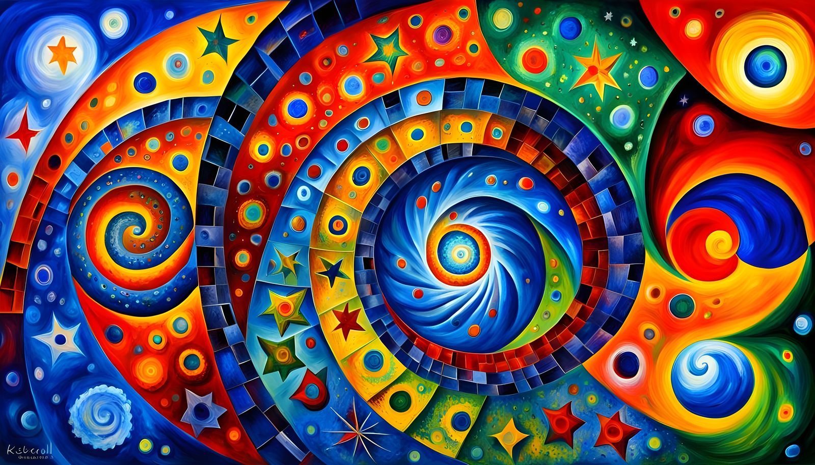 Cosmic Maelstrom: Stars in Impasto Oil Painting