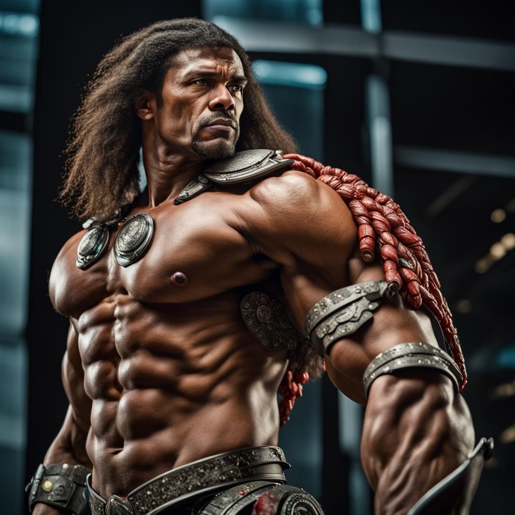 Futuristic Lion Warrior Portrait in Studio Lighting