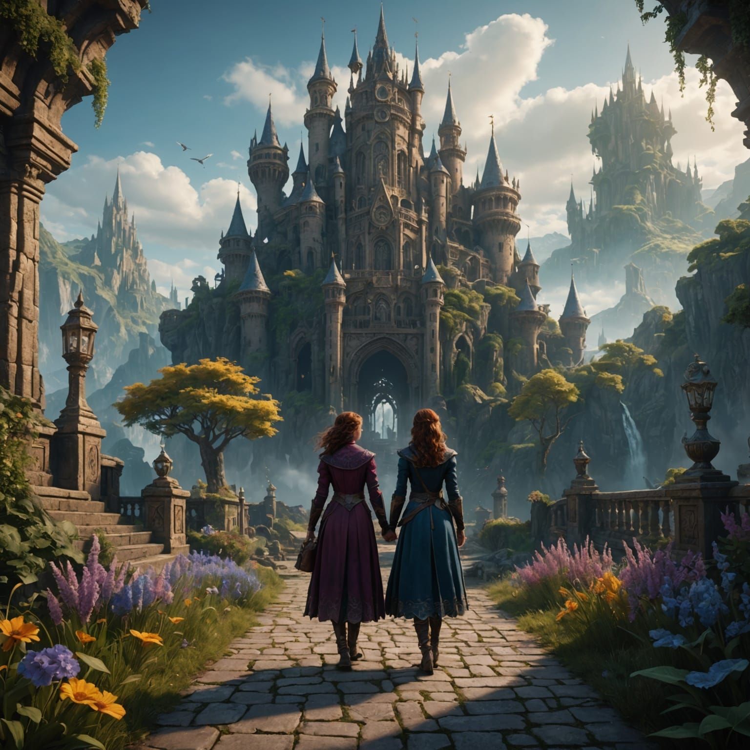 Fantastical Matte Painting of Sister and Mom