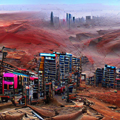 Cyberpunk City on Mars: A Post-Apocalyptic Vision