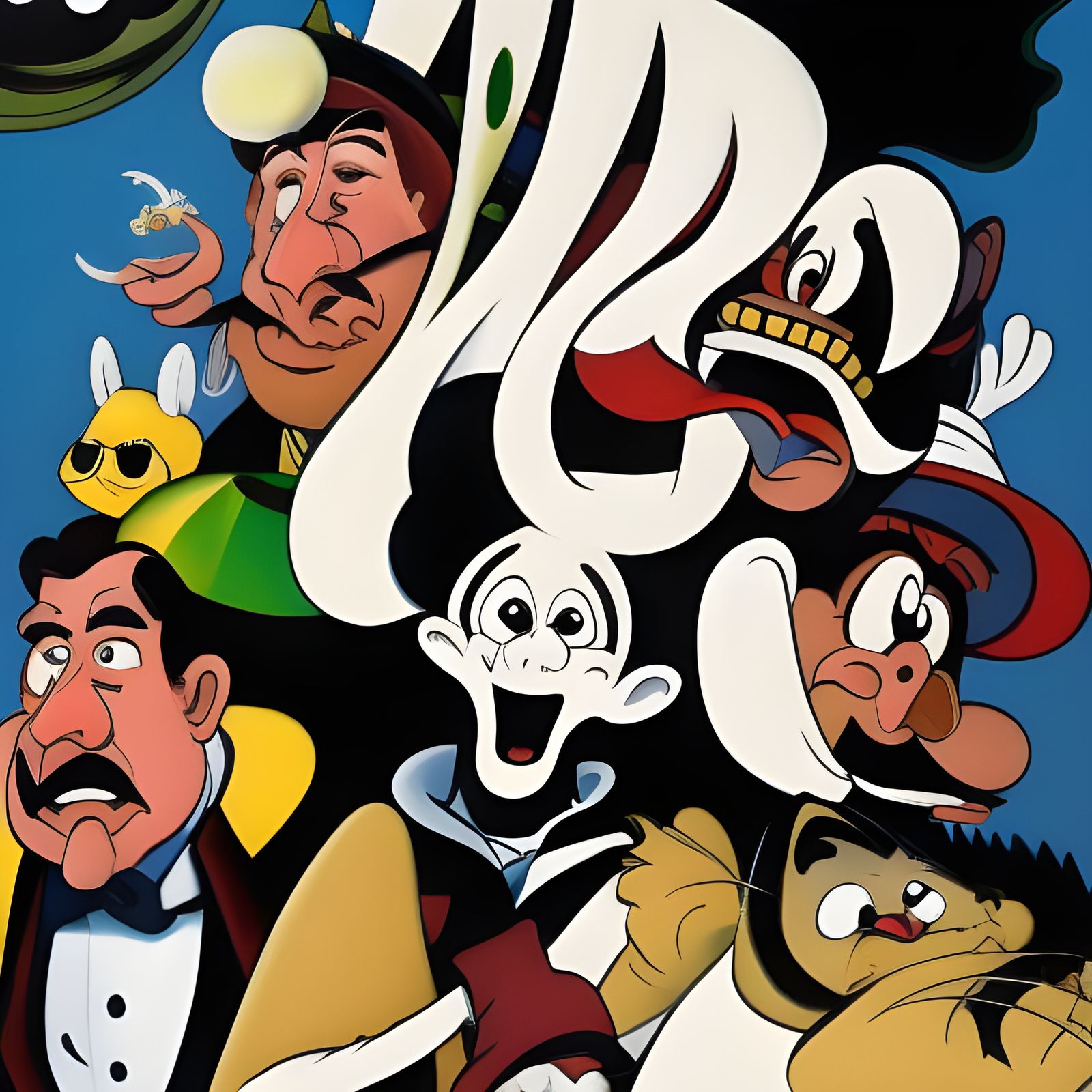 Cartoon Characters in Old Hollywood Style