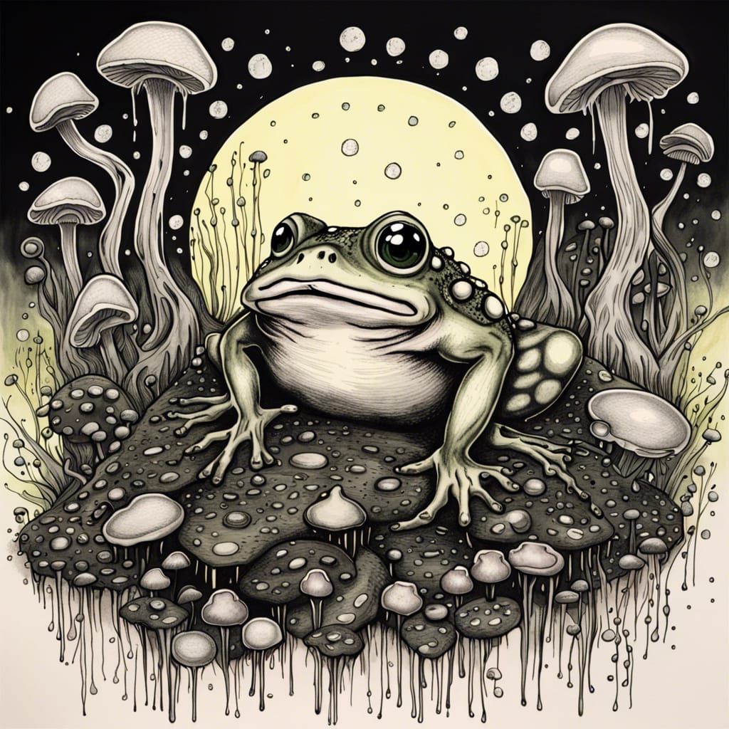 Frog Amongst the Mushrooms 2