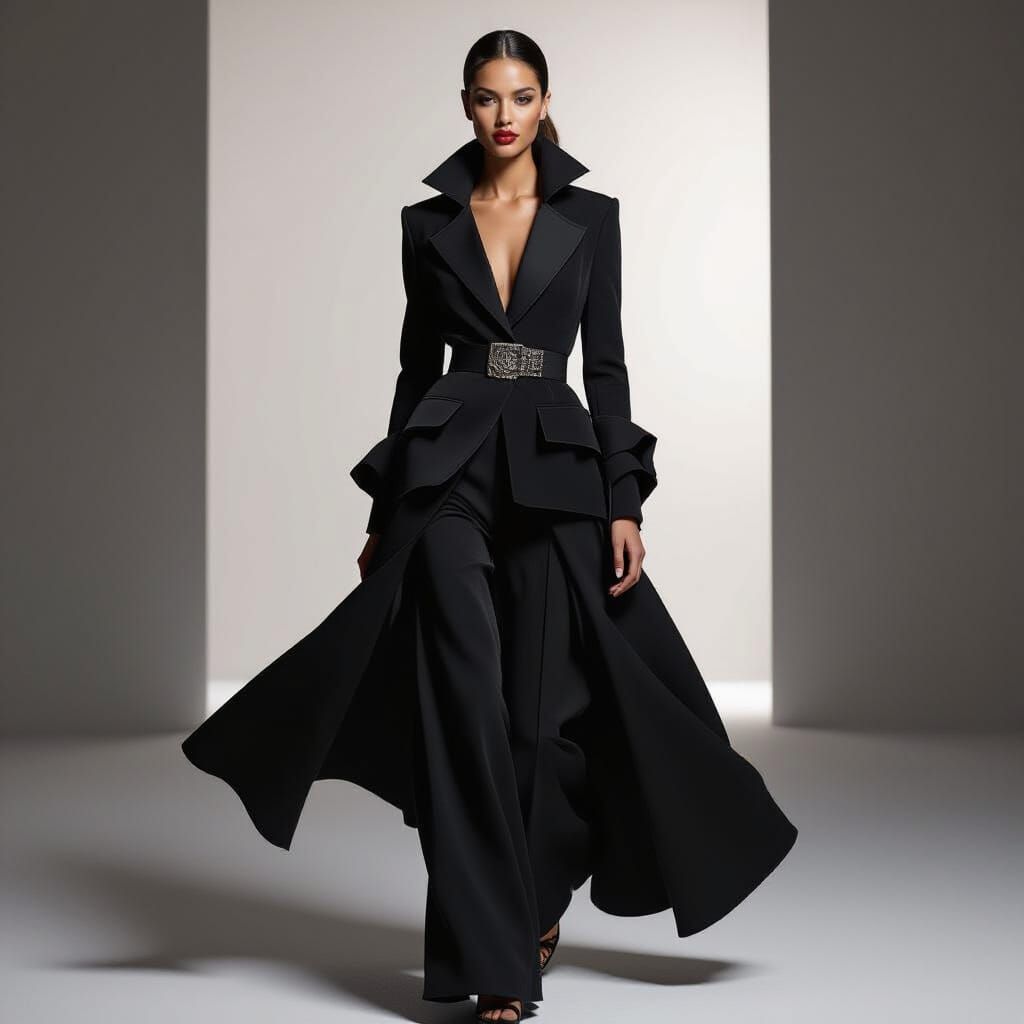 High Fashion Model in Studio, Editorial Style