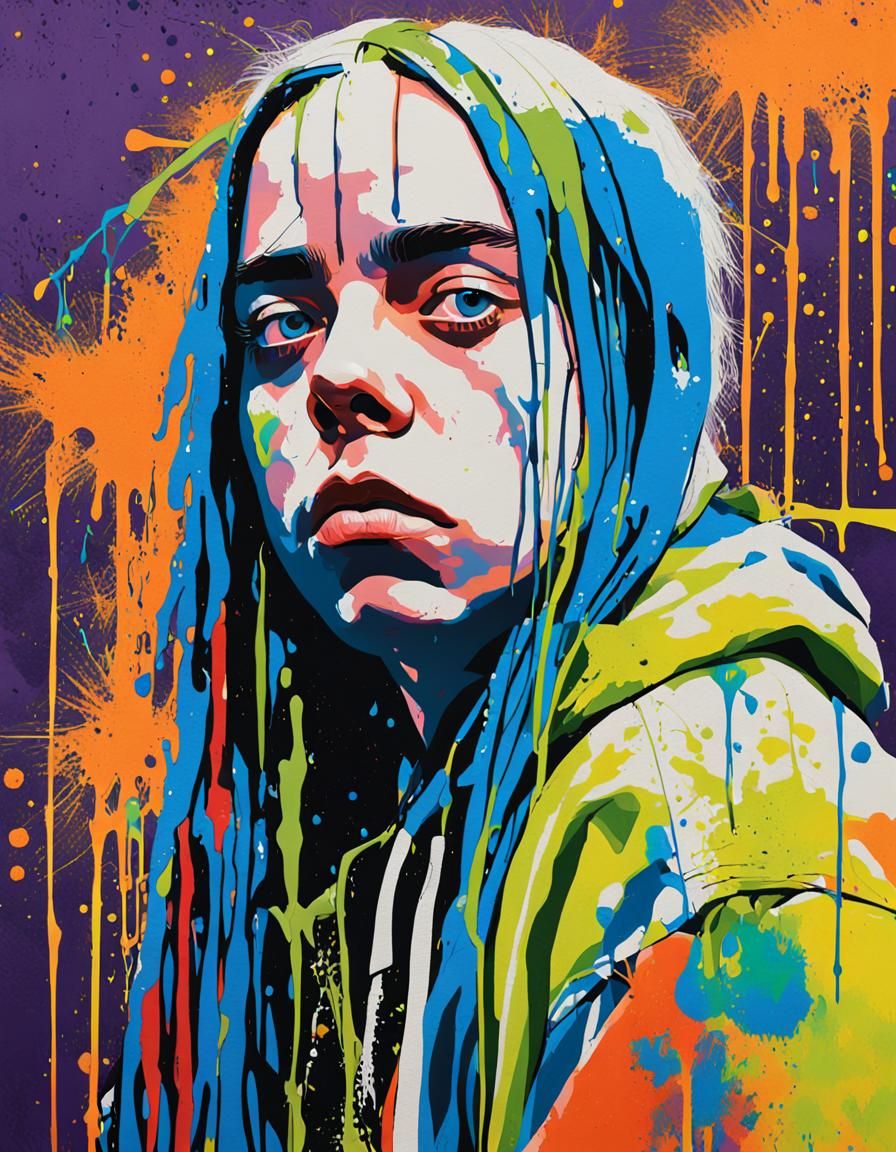 Colorful Graffiti Stencil Portrait in Abstract Style