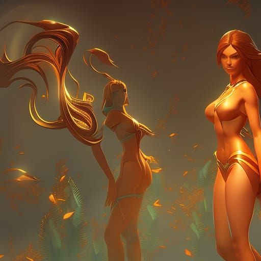 Bikini Models: Hyperdetailed Concept Art