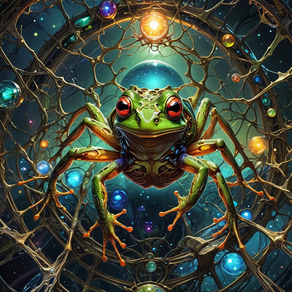 Spider-Legged Frog: Cosmic Dark Fantasy Illustration