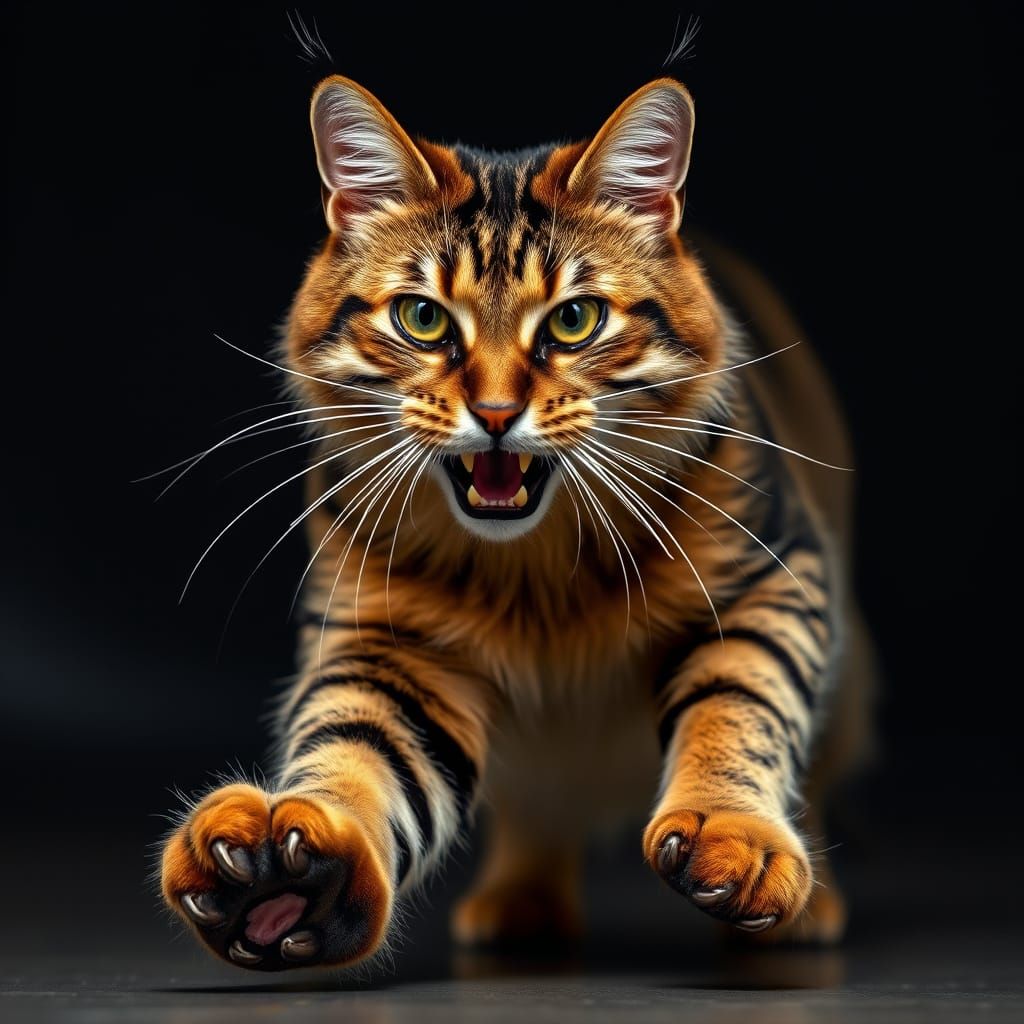 Maine Coon Cat Portrait Exudes Raw Power and Feral Energy