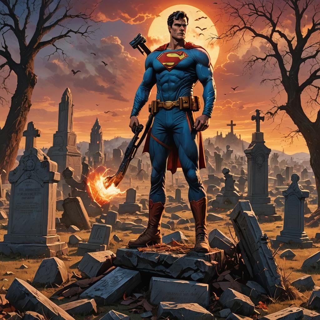 Ash Williams as Superman in Anime Style