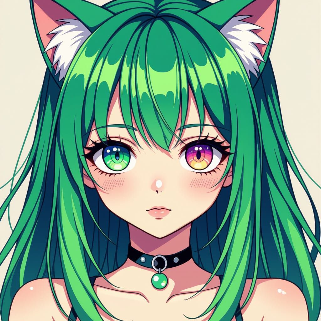 Eerie Kawaii Neko Girl in Horror Anime Style