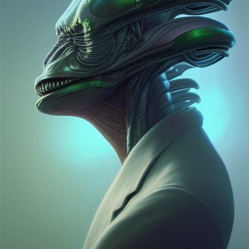 Donald Trump as Alien: Art Nouveau Portrait