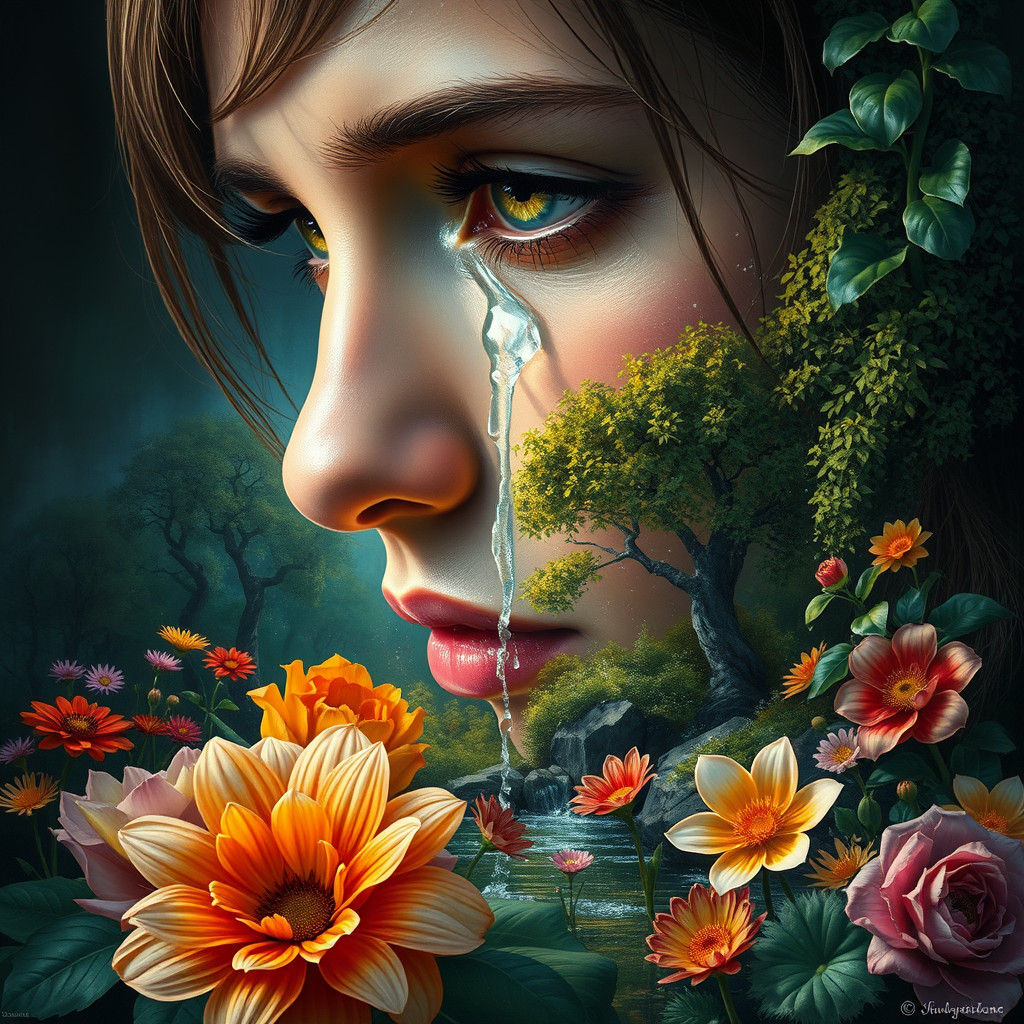 Tears Create Oasis Inspired by Waterhouse Style