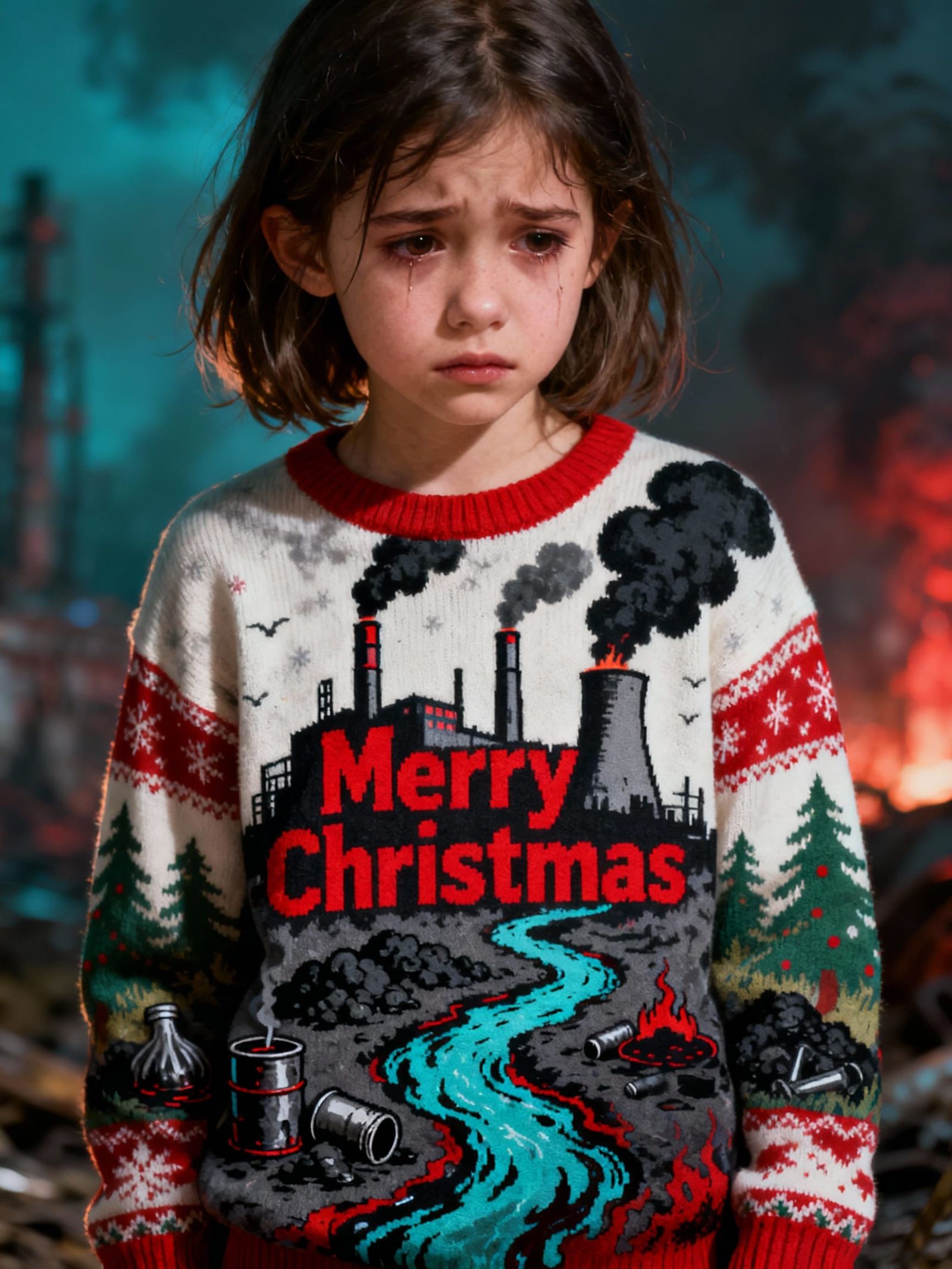 Sad Girl in Toxic Christmas Sweater