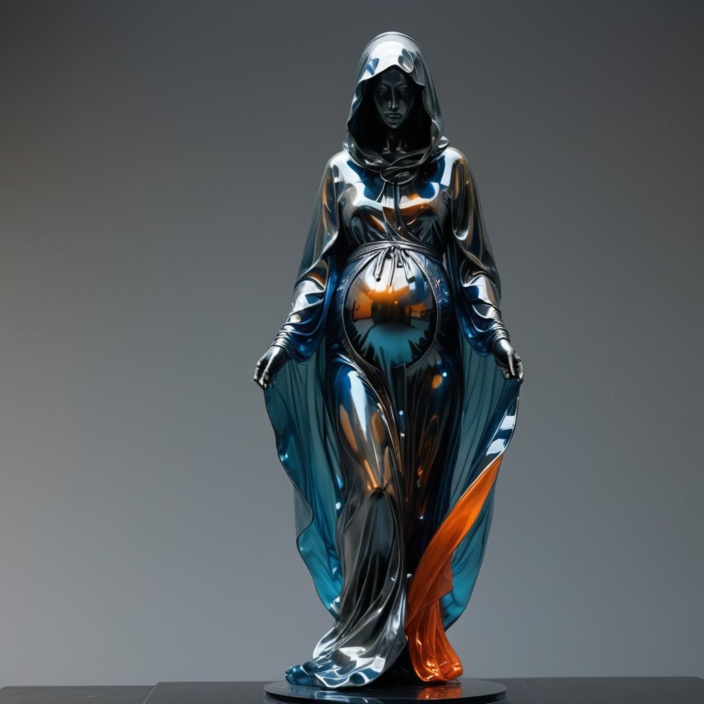 Ethereal Pregnant Woman Glass Sculpture Art