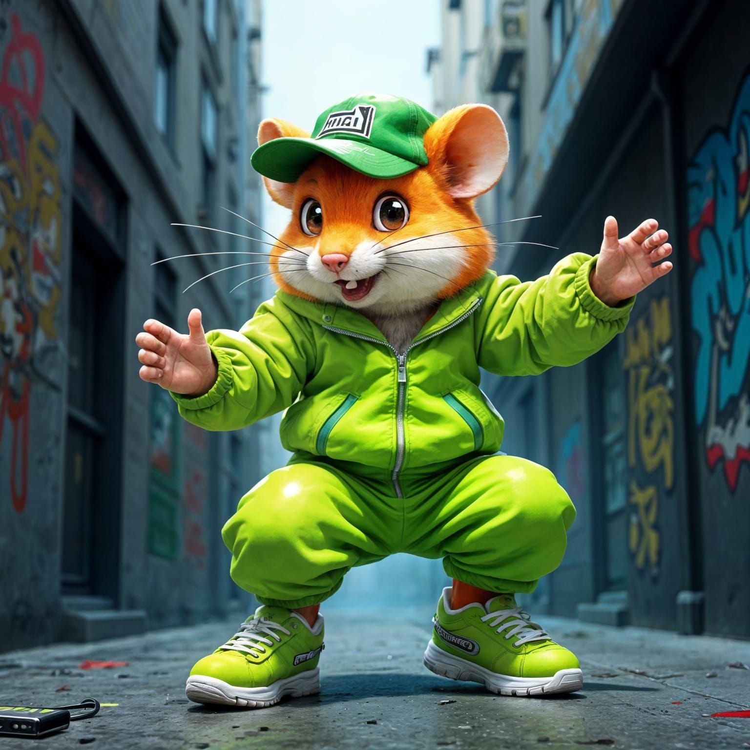 Cyberpunk Hamster Dances with Urban Energetic Movement