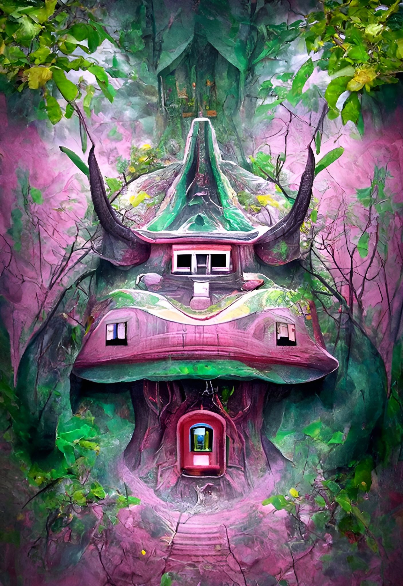 Enchanted Forest Home in Hyperrealistic Digital Art