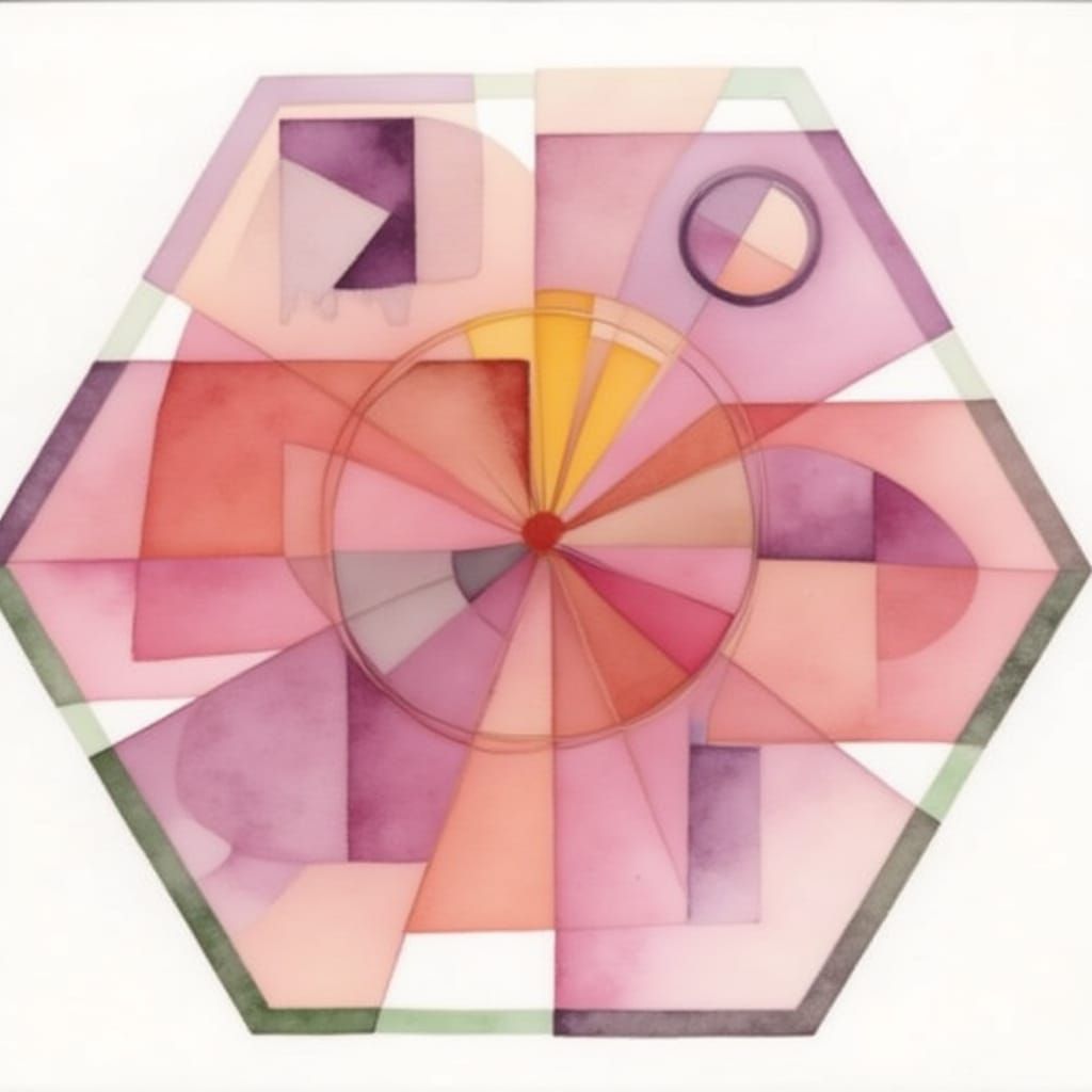 Abstract Geometric Shapes in Watercolor Style