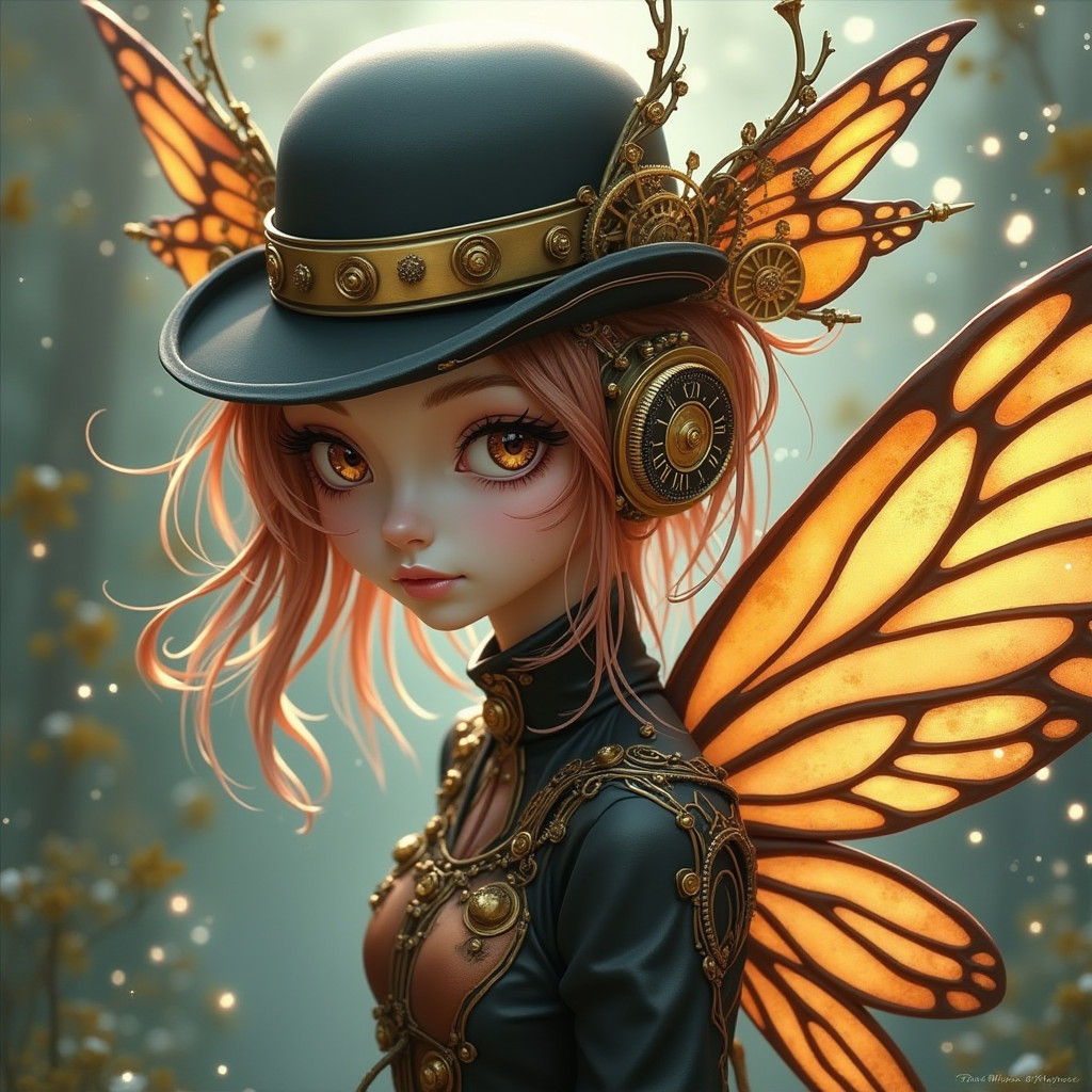 Mischievous Mechanical Fairy in Anime Style