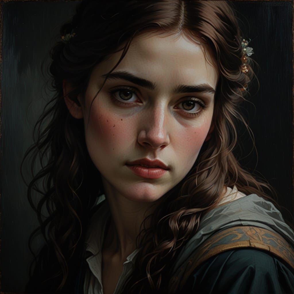 Romantic Portrait in Pre-Raphaelite Style