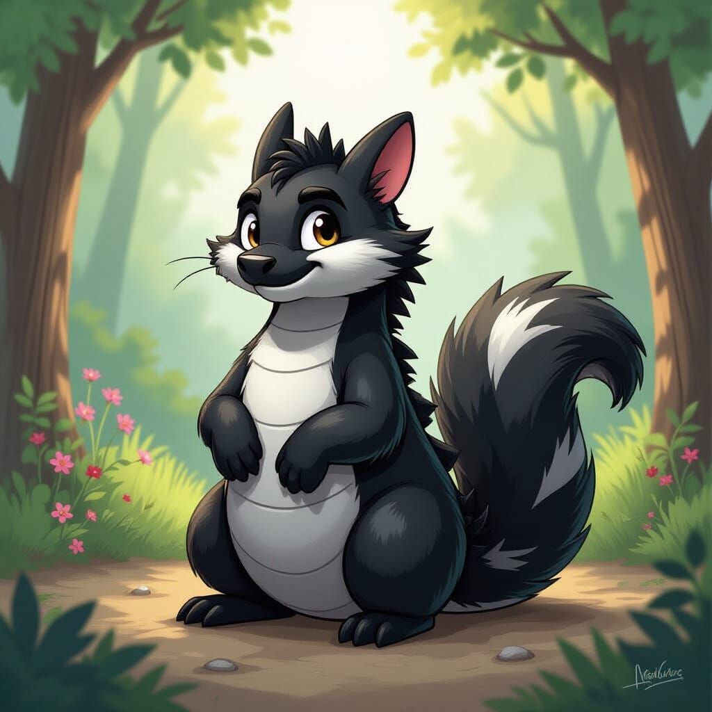Dragon Skunk in Comic Book Art Style