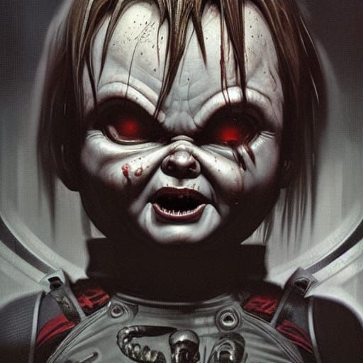 Hyperdetailed Chucky in Dark Fantasy Style