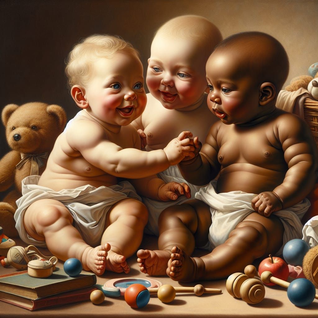 Dutch Masterpiece of Joyful Infant Fellowship