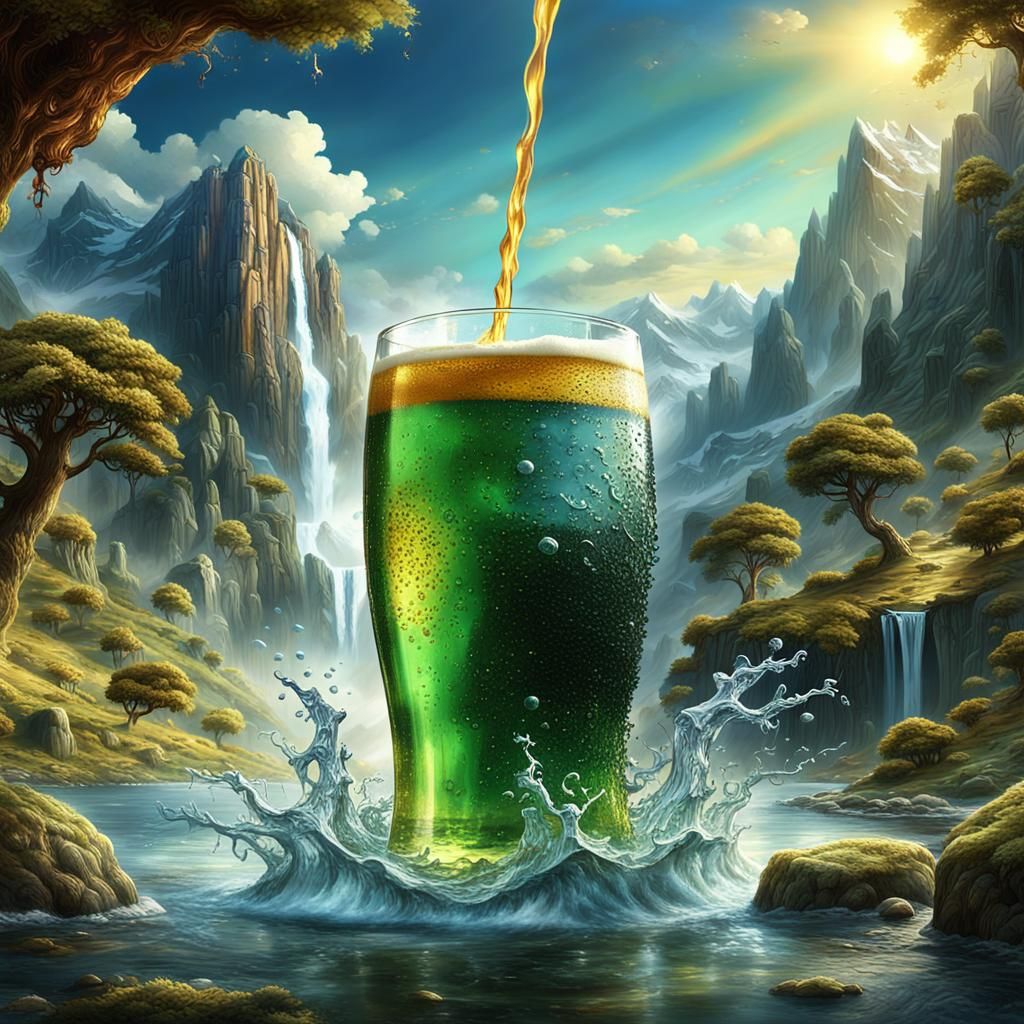 Divine Beer: Detailed Matte Painting in Deep Color