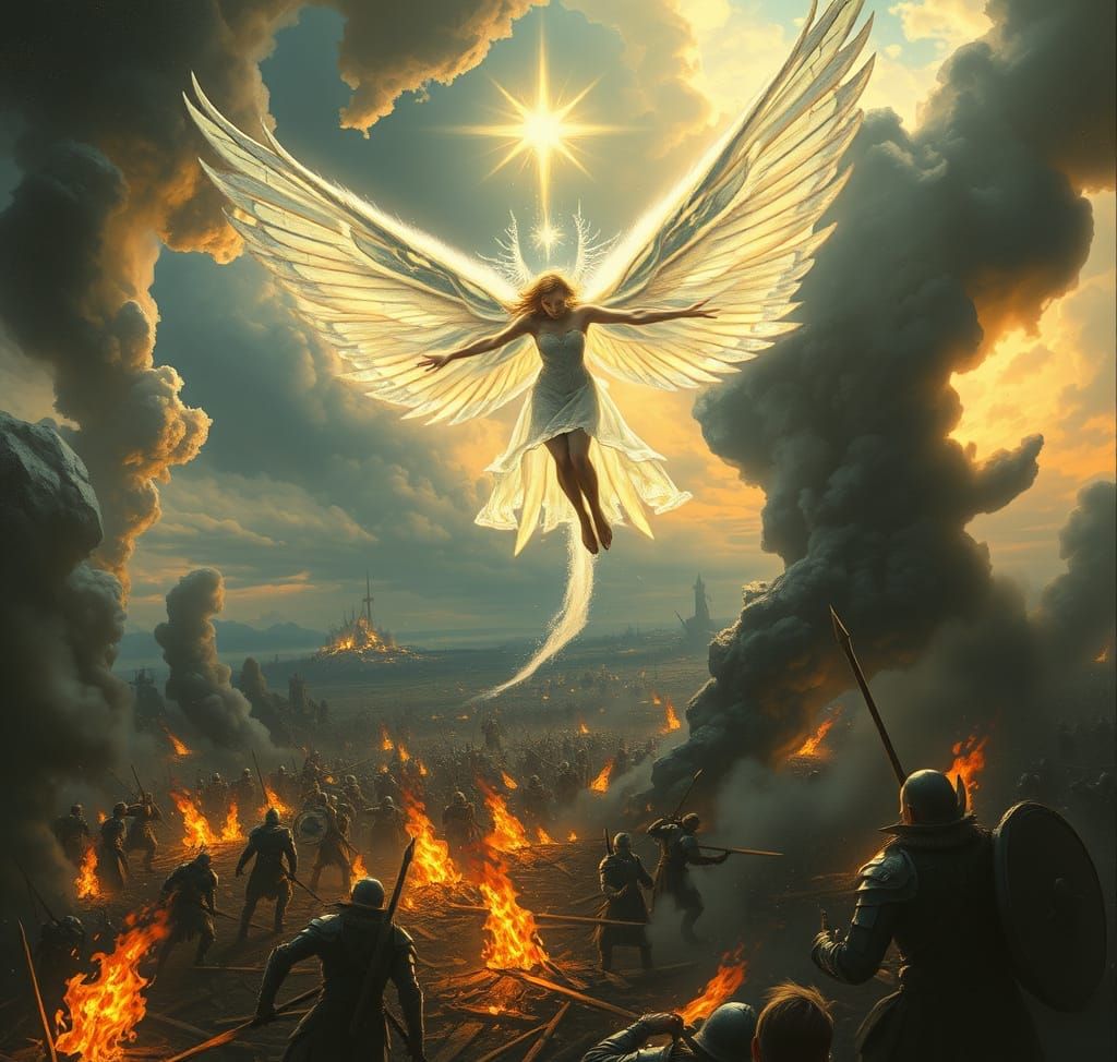 Valkyrie Fairy Descending on Battlefield