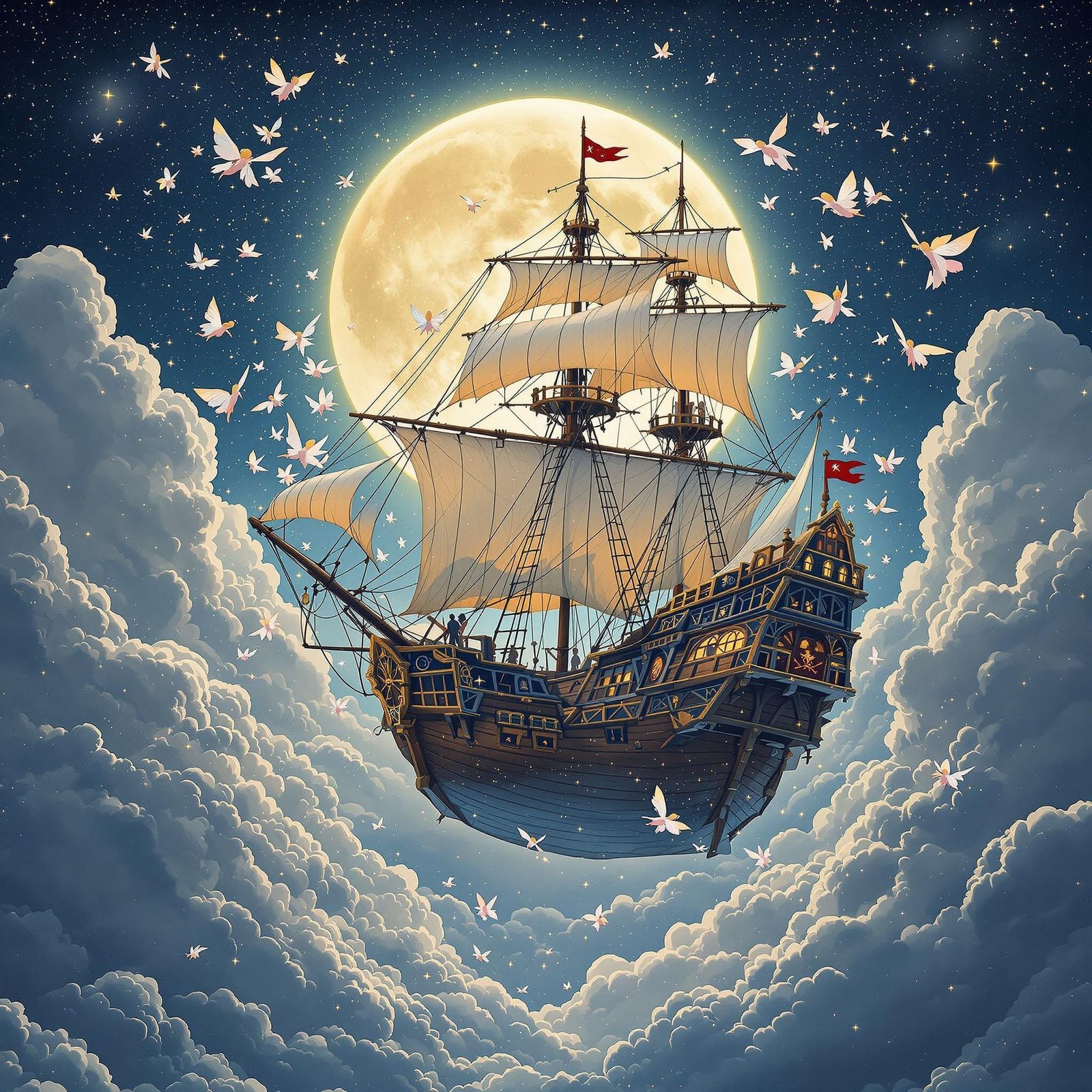 Epic Pirate Ship Sails Amongst Celestial Fairies