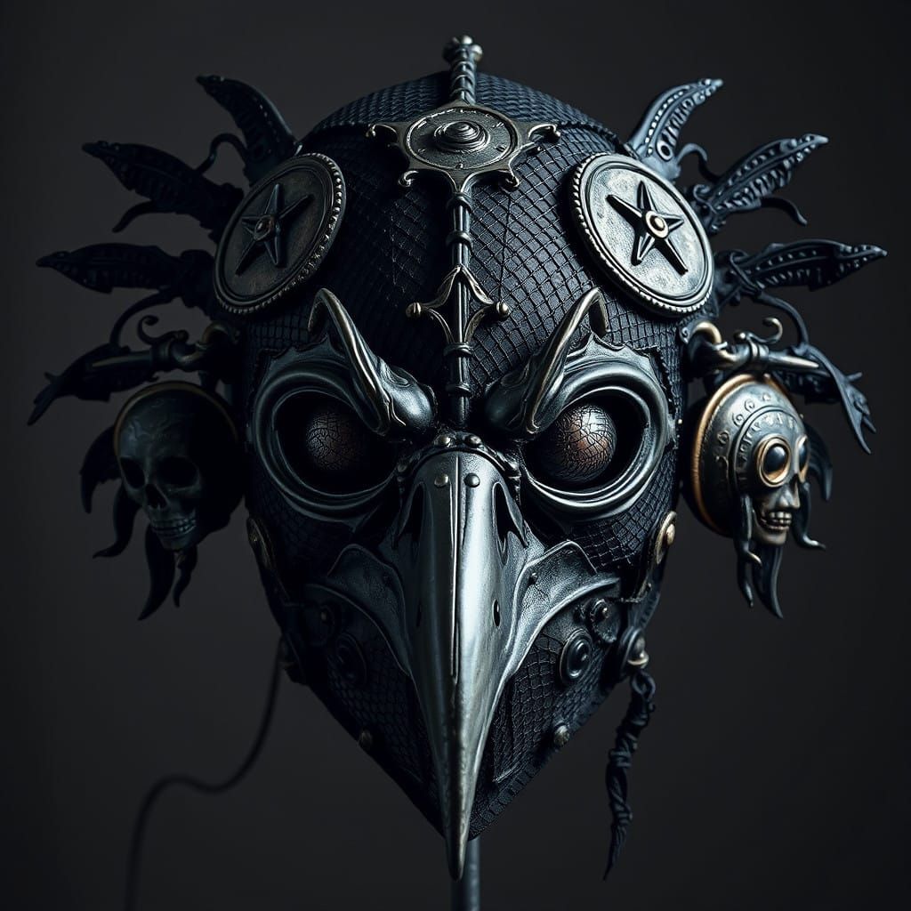 Witchcraft Scarecrow Plague Mask in Dark, Steampunk Style