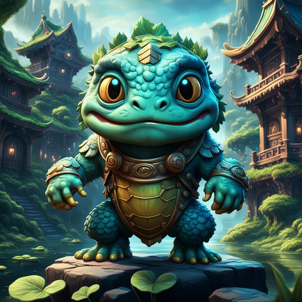 Detailed Chibi Kappa Concept Art